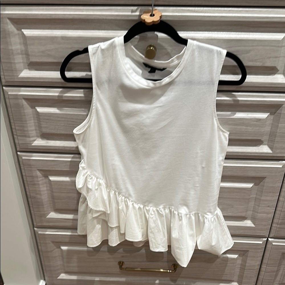 White Ruffled Sleeveless Top